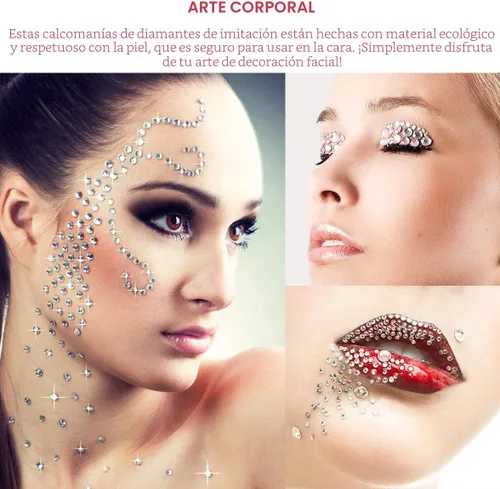Miniatura 4 de Nicpro - Calcomanías de diamantes de imitación, 4125 unidades, gemas autoadhesivas para pegar en la cara, cuerpo, cabello, festival de maquillaje
