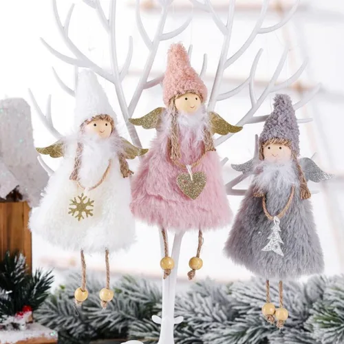 Miniatura 6 de FZBNSRKO Colgante de muñeca de ángel de 3 piezas, colgante de árbol de Navidad, ángel colgante de muñeca de Navidad para fiesta de Navidad, Año