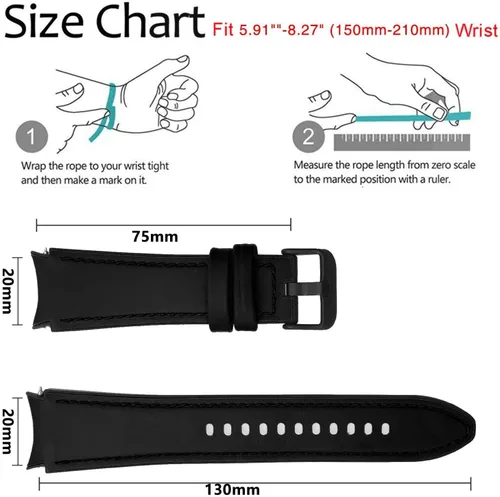 Miniatura 5 de Abanen Correa de reloj para Samsung Galaxy Watch 7 1.575 in/1.732 in, Galaxy Watch 6 1.575 in/1.732 in, suave cuero genuino híbrido silicona