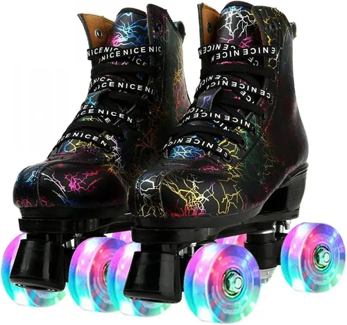 jessie Patines de ruedas para exteriores para mujeres y adultos, con ruedas iluminadas, patines quad negros para hombres, jóvenes, niños y niñas