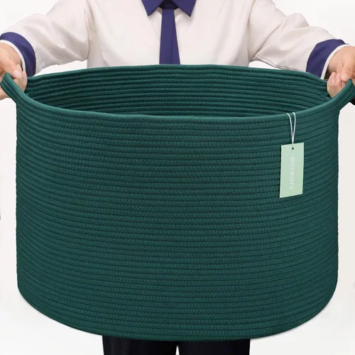 Miniatura 19 de Cesta Extra Grande para Mantas 87L, Cesta para Ropa Sucia, Cesta de Guardería para Bebés para Almacenamiento de Juguetes, Ropa y Toallas, Cesta