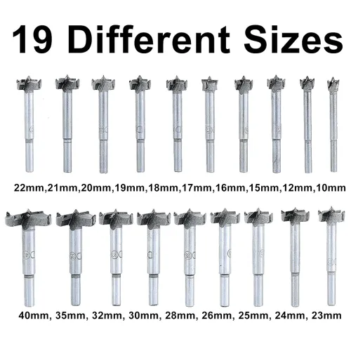 Miniatura 2 de Juego de brocas Forstner de 19 piezas de 0.394-1.575 in (2/5" a 1-4/7") Herramienta de corte de madera para carpintería