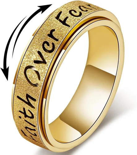 Anillo Giratorio para Mujeres - Anillos de Acero Inoxidable de Fe Sobre el Miedo para Alivio de la Ansiedad para Adultos, Anillo del Pulgar