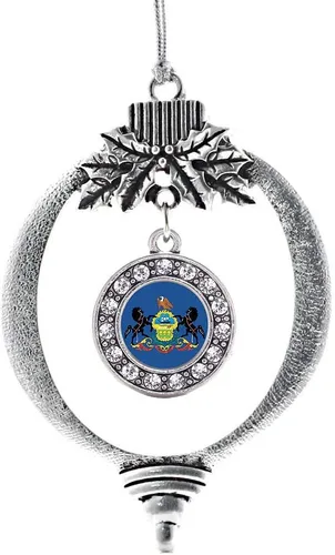 Miniatura 251 de Inspired Silver - Twin One - Adorno festivo de Navidad de plata - Adorno festivo de árbol de Navidad con dije de círculo y circonita cúbica