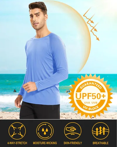 Miniatura 91 de MAGCOMSEN Camisas de manga larga para hombre, protección solar UPF 50+, camisetas atléticas para senderismo, correr, entrenamiento, protección
