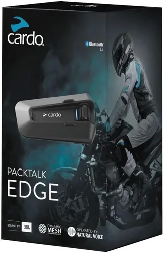 Cardo PACKTALK Edge - Intercomunicador de auriculares con sistema de comunicación Bluetooth para motocicleta, paquete doble