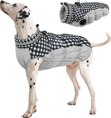 Miniatura 17 de FUAMEY - Chaqueta de invierno para perro, chaleco acolchado con arnés, ropa cálida para mascotas, abrigo con cremallera, impermeable, para perros