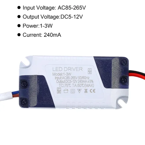 Miniatura 4 de PATIKIL 1-3W 240mA LED Driver, AC 85-265V Salida 5-12V DC Conector macho Conector Rectificador de corriente constante Transformador Fuente