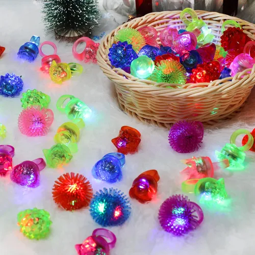 Miniatura 3 de KIMOBER Anillos iluminados, coloridos anillos de gelatina de silicona que brillan en la oscuridad, anillos LED parpadeantes para niños, recuerdos