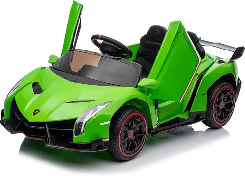 Miniatura 12 de Winado Auto eléctrico para niños de 12V, vehículo con licencia Lamborghini Veneno, juguete de auto con batería, control parental, puertas Rosa