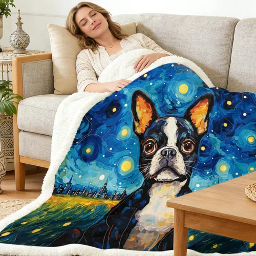 Miniatura 137 de Autumn Teddy Dog Patchwork Sherpa Blanket Fall Cozy Throw Blanket Cute Puppy Quilt Style Warm Soft Blanket for Couch Sofa Bedroom Decor 50x60 Inches