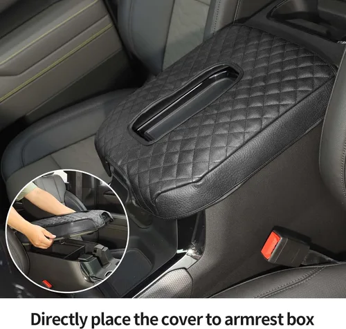 Miniatura 5 de Funda para reposabrazos de consola central, compatible con Chevrolet Silverado y GMC Sierra 2019-2023, repuesto de consola de cuero, color negro