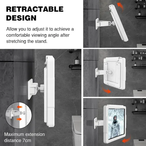 Miniatura 4 de MoKo Soporte para tablet de ducha, soporte elástico impermeable para iPad para todos los dispositivos de hasta 11 pulgadas, soporte de pared