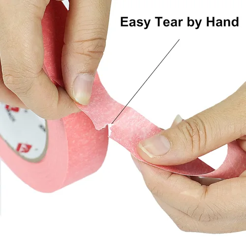 Miniatura 5 de BOMEI PACK Cinta de pintores rosa 0.94-Pulgadas x 55 yardas, cinta de enmascarar para pintores a granel - Cinta de borde de pared sin residuos