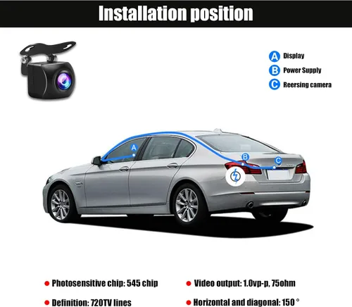 Miniatura 7 de Miytsya 1 PC Cámara de respaldo para auto, 130° de súper ángulo amplio y vista trasera/frontal universal, cámara metálica universal, lentes