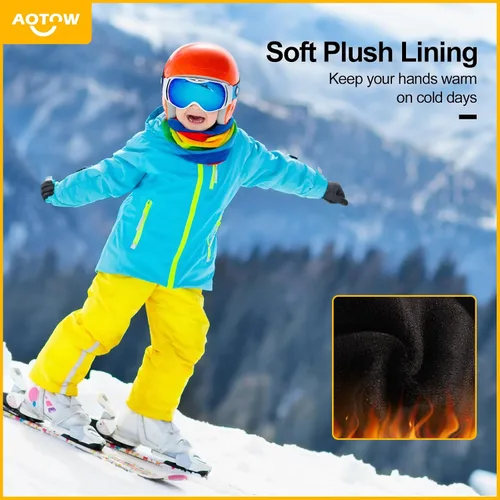 Miniatura 2 de Guantes de invierno para niños para correr con pantalla táctil, guantes cálidos para clima frío, guantes deportivos térmicos a prueba de viento