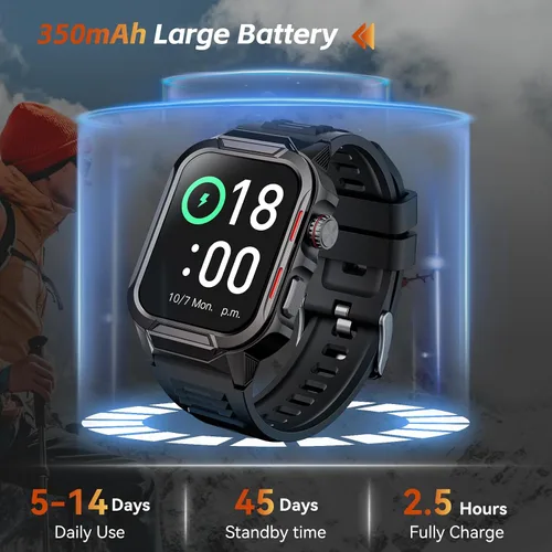 Miniatura 7 de Relojes inteligentes para hombres (respuesta/hacer llamadas), reloj inteligente de fitness de 1.96 pulgadas con frecuencia cardíaca, oxígeno