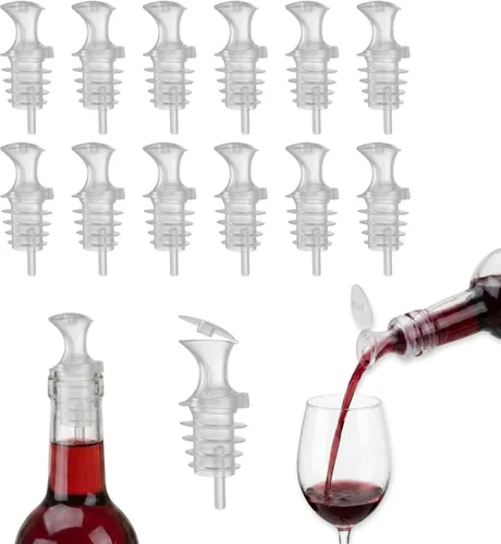 Miniatura 12 de Esatto Verter y sellar, vertedores de botellas de plástico con tapa integrada, vertido fácil y preciso, tapa para almacenamiento y prácticas Negro