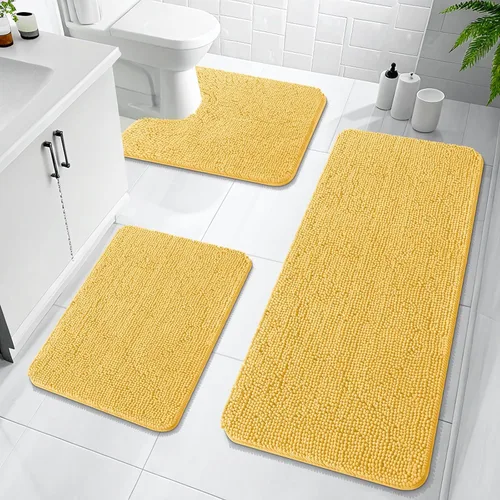 Miniatura 111 de OLANLY Juego de Alfombras de Baño de 3 Piezas, Tapetes de Baño de Chenilla Suave y Absorbente y Alfombra de Contorno en Forma de U para Inodoro