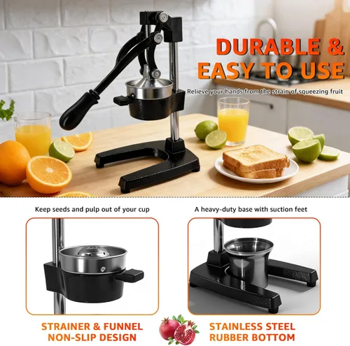 Miniatura 2 de Exprimidor manual de frutas - Exprimidor manual de frutas – Exprimidor de cítricos de hierro fundido sin esfuerzo para el hogar – Acero inoxidable