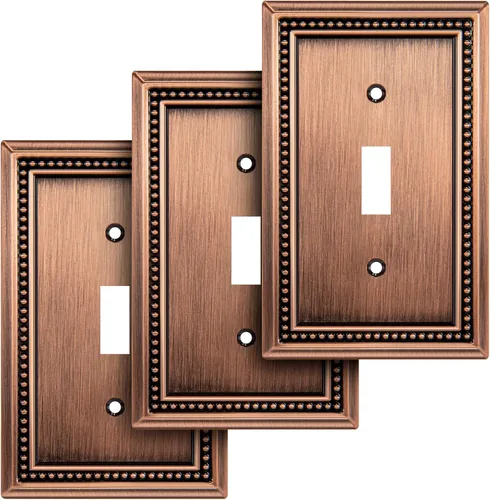 Miniatura 28 de Henne Bery Sunken Pearls - Placa de pared decorativa resistente para interruptor, cubierta para tomacorrientes (doble dúplex, níquel satinado)