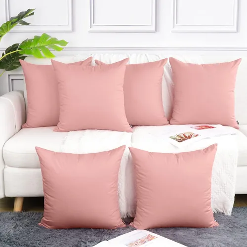 Miniatura 25 de Coddsmz Paquete de 6 fundas de almohada decorativas 100% algodón, fundas de cojín cuadradas de Navidad sólidas para el hogar, cama, sofá, día