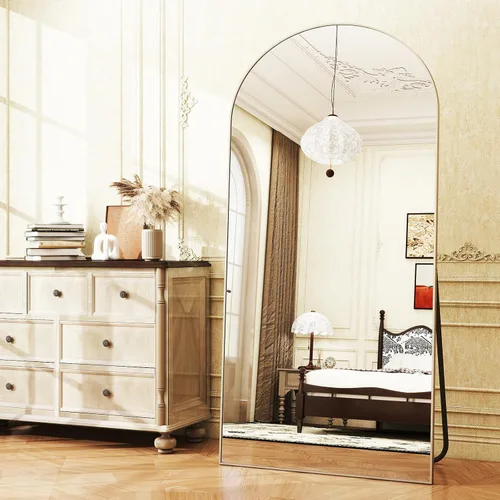 Miniatura 16 de Easly Espejo de Cuerpo Completo de Gran Tamaño, 76" x 34" Espejo Arqueado de Cuerpo Completo, Marco de Metal Negro, Espejo de Piso para Dormitorio