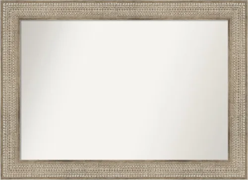 Miniatura 127 de Amanti Art Espejo de baño plateado para sobre fregadero, 26 x 26 pulgadas, espejo cuadrado de níquel pulido, marco de madera tradicional mediano, se