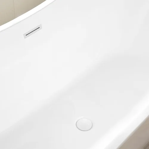 Miniatura 2 de Vanity Art Bañera independiente de 71 pulgadas Bañera independiente con diseño contemporáneo para remojar y bañarse, desbordamiento y drenaje