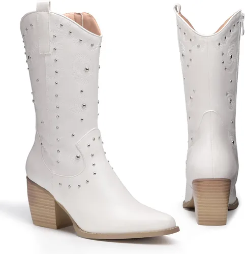 Miniatura 3 de DREAM PAIRS Women's Western Cowboy boots Mid Calf Cowgirl boot Pull-on