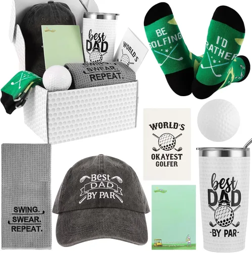 Regalos de golf para papá, regalo único para padre, divertidos regalos de golf para hombres, incluyendo vaso, tazas, calcetines, toalla deportiva,