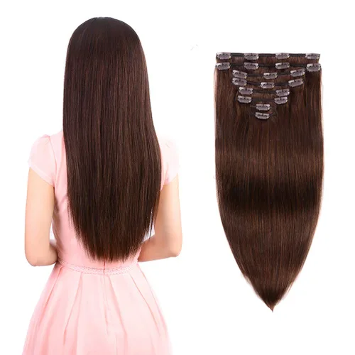 Miniatura 15 de Extensiones de cabello humano real con pinzas, 12 pulgadas, 2.89 oz, 8 piezas de extensiones de cabello Remy para mujer, color marrón medio