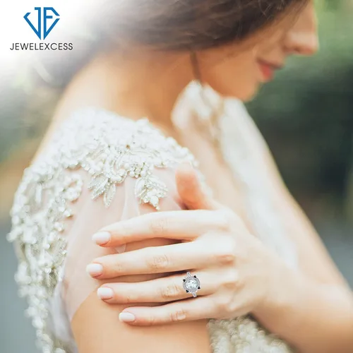 Miniatura 3 de JEWELEXCESS Anillo de aguamarina con piedra natal de marzo Anillo de plata de ley de aguamarina de 1,65 quilates con detalle de diamante blanco