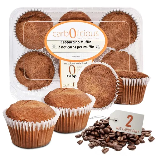Miniatura 12 de Muffins de capuchino bajos en carbohidratos (paquete de 6) por Carb-o-licious, deliciosos muffins keto con solo 2 carbohidratos netos cada uno