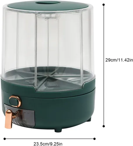 Miniatura 2 de Dispensador de cereales, Dispensador de grano giratorio de 360° de 6 rejillas, Dispensador de arroz transparente sellado 6 en 1, Contenedor de verde