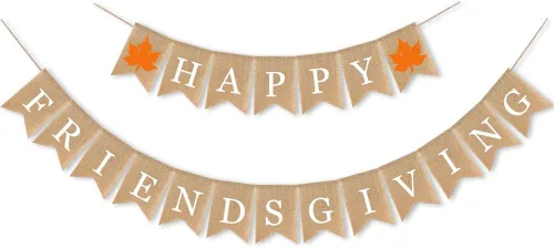 Miniatura 4 de Cartel de arpillera con texto en inglés «Happy Friendsgiving» para otoño, suministros