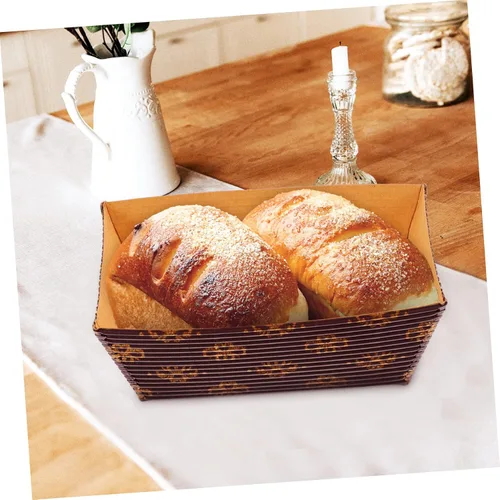 Miniatura 6 de HOMSFOU Bandeja de pastel corrugado, mini pan, papel de regalo de Navidad, pan, pan, pan, sartenes, rectángulo, tazas decorativas, papel de embalaje