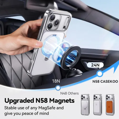 Miniatura 5 de CASEKOO Funda plateada brillante para iPhone 17 Pro con soporte magnético giratorio de 360 grados [compatible con MagSafe]
