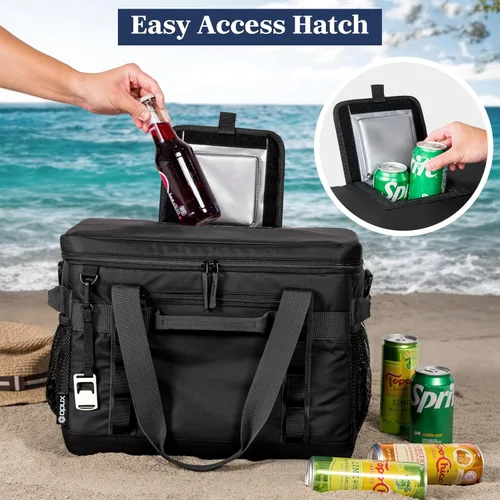 Miniatura 4 de OPUX Bolsa térmica suave, térmica portátil plegable y aislada, 48/60 latas, a prueba de fugas, para acampar en la playa, con correa para el hombro