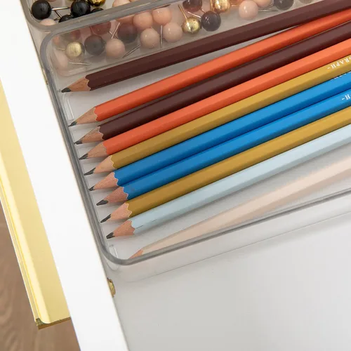 Miniatura 4 de Martha Stewart Grady - Cajas de almacenamiento apilables de plástico transparente con tapas de plástico blanco, juego de 3 Tapa de plástico