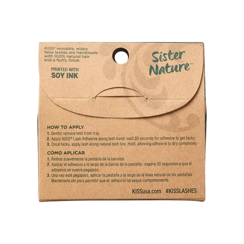 Miniatura 9 de Pestañas postizas KISS Sister Nature, "Dawn", 12 mm, 100% pelo natural, caja de papel reciclable, impresas con tinta de soja, sin crueldad, veganas