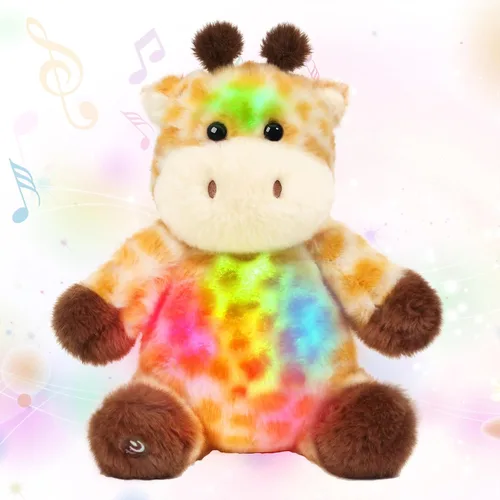 Miniatura 13 de Oso de peluche con luces LED brillantes, luz nocturna musical, juguete de peluche canta canciones de cuna, regalos de Navidad, para cumpleaños