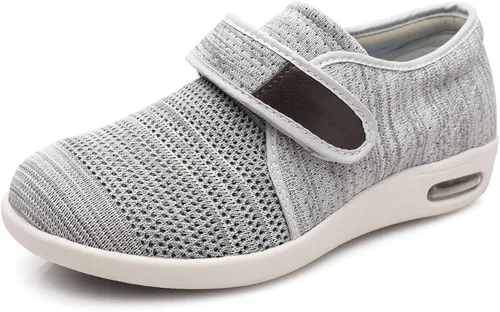 ZUMEIJIA Zapatos diabéticos para mujer zapatos casuales ajustables zapatos anchos para ancianos pies hinchados antideslizantes amortiguación de aire