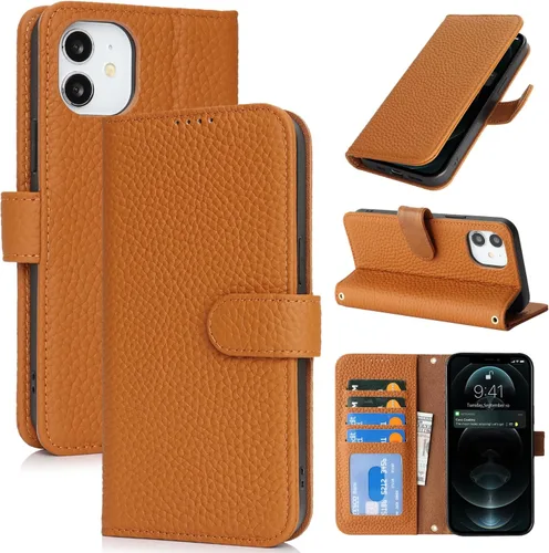 Miniatura 118 de Zouzt Funda para iPhone 11 de 6.1 pulgadas de piel auténtica con 4 ranuras para tarjetas, tarjetero con bloqueo RFID, tapa magnética, función atril