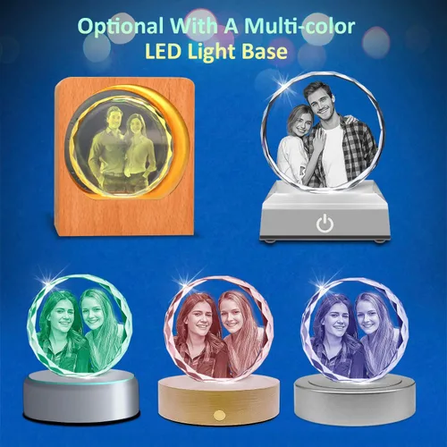 Miniatura 4 de HAN'S LASER Foto de cristal 3D, regalos personalizados con tu propia foto para mujer, esposa, mamá, papá, novia, padre, marido, gran aniversario