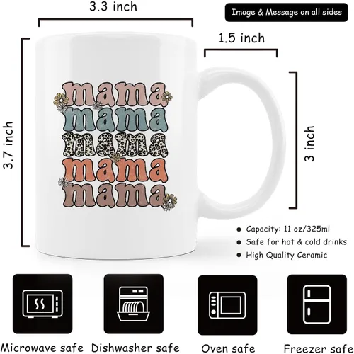 Miniatura 6 de Taza de café para mamá, regalos para mamá, regalos de Navidad para nueva mamá, regalos de cumpleaños para mamá, taza de café retro Groovy con flores
