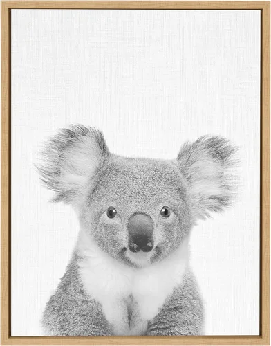 Miniatura 8 de Kate and Laurel Sylvie Koala - Lienzo enmarcado con retrato en blanco y negro por Simon Te Tai, 18 x 24 pulgadas, gris