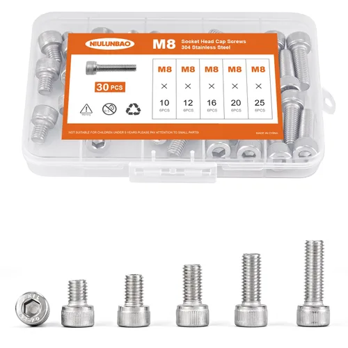 Miniatura 15 de Tornillos de cabeza hexagonal M3 x 0.157 in, 0.236 in, 0.315 in, 0.394 in, 0.472 in, acero inoxidable 304, máquina métrica totalmente roscada