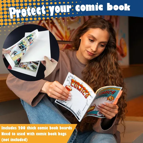 Miniatura 5 de Leffis 100 protectores para cómics, protectores de cómics de tamaño actual, protectores de cómics gruesos y duraderos de tamaño regular