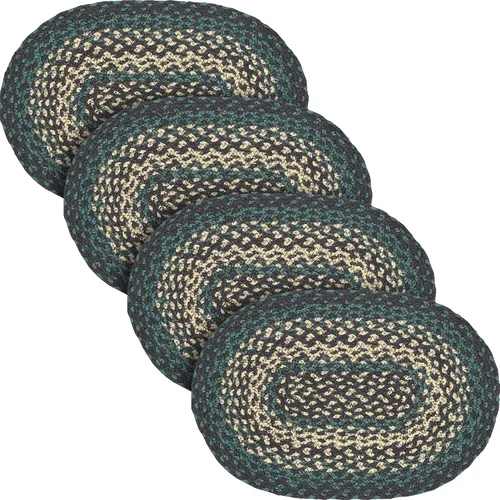 Miniatura 10 de VHC Brands Pine Grove, Mantel individual para mesa de comedor, yute trenzado, ovalado, verde, 10x16